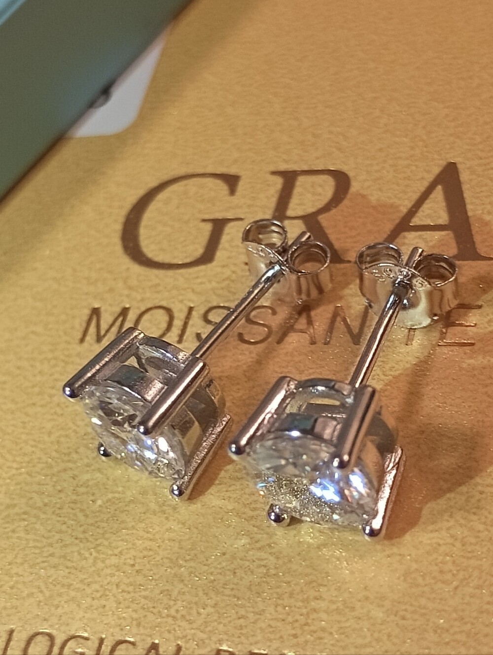 2CT Moissanite Prong Studs Earrings Real 925 Silver 18k G/P GRA Certificate​💎 - Picture 6 of 8